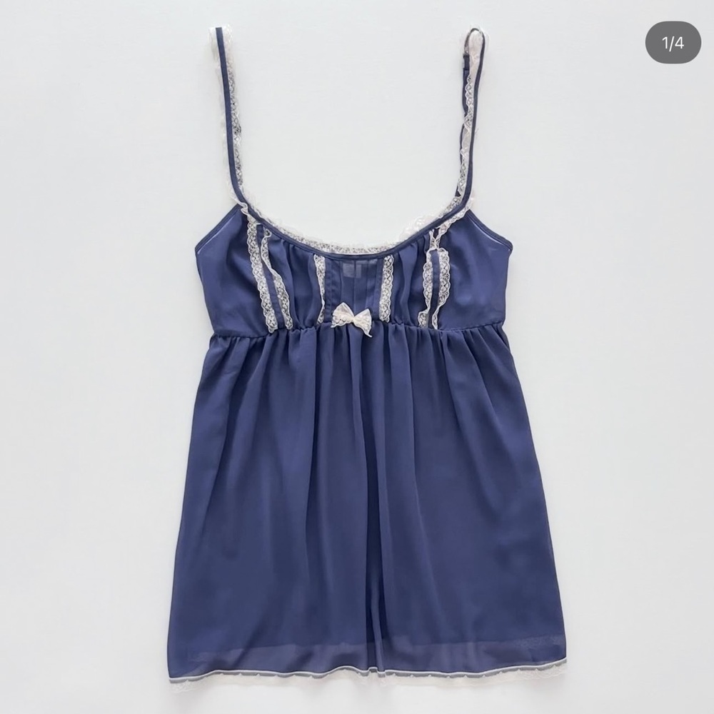 Victoria’s Secret Navy Blue Top with Lace Trim